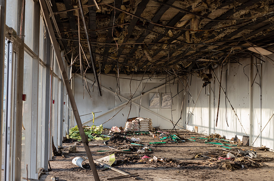 damaged store interior