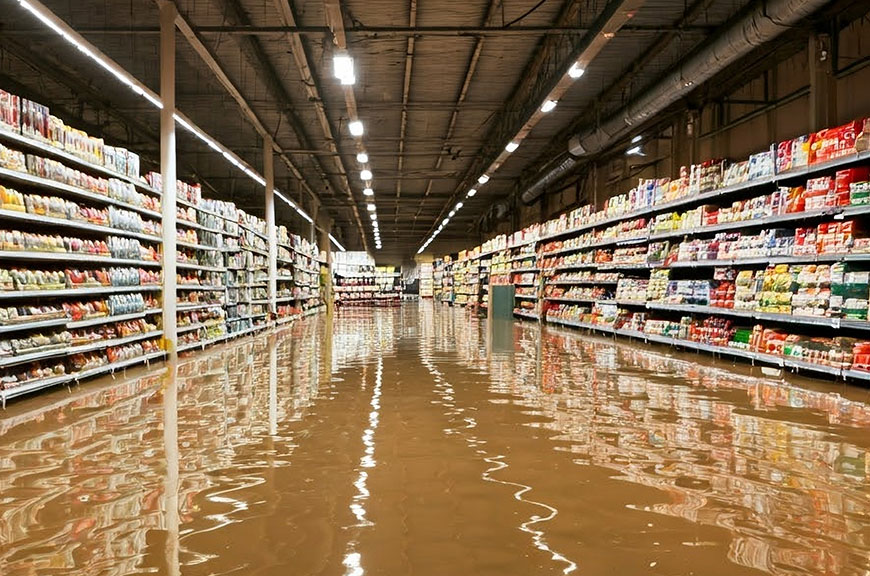 flooded grocery aisle